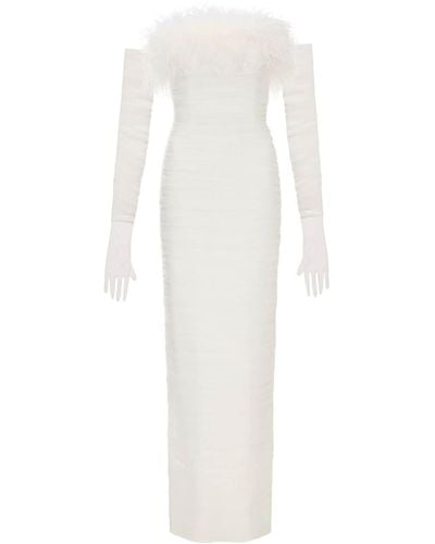 Rebecca Vallance Lilly Feather-trim Gown - White