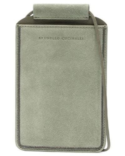 Brunello Cucinelli Logo-debossed Leather Case - Green
