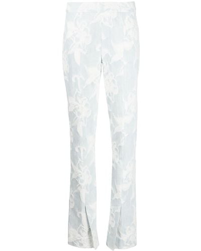 Zimmermann Jeans dritti con ricamo a fiori - Bianco