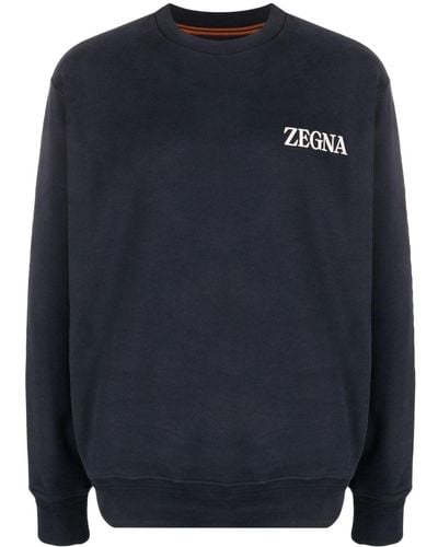 Zegna Sweatshirt mit Logo-Print - Blau