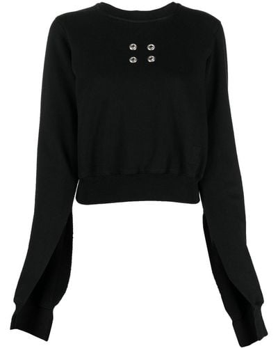 Rick Owens Eyelet-embellished Cropped Sweatshirt - Black