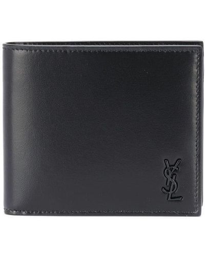 Saint Laurent Embossed Logo Bi-fold Wallet - Black