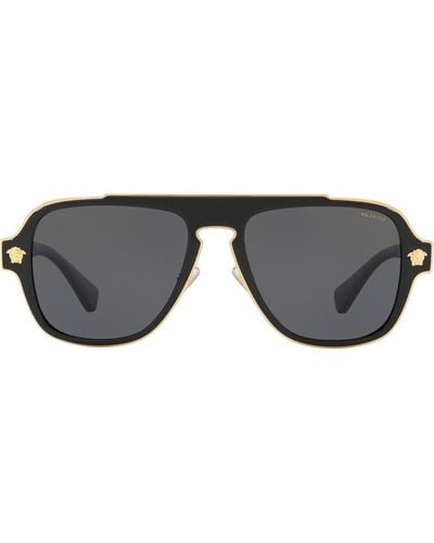 Versace Pilotenbrille mit eckigen Gläsern - Schwarz