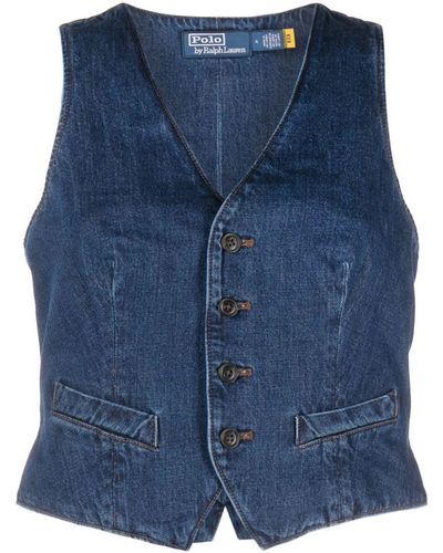 Polo Ralph Lauren V-neck Denim Waistcoat - Blue