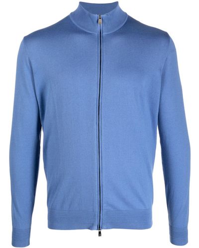 Corneliani Fine-knit Zip-up Cardigan - Blue