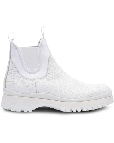 Prada Crackle Ankle Boots - White