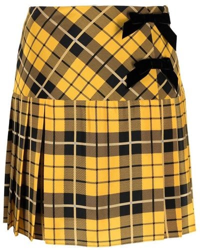 Alessandra Rich Bow-detail Pleated Skirt - Yellow