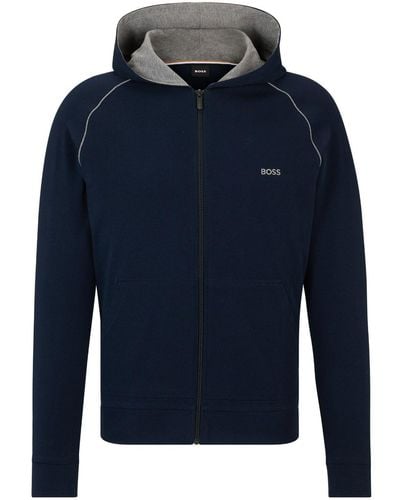 BOSS Zip-up Jersey Sweatshirt - Blue