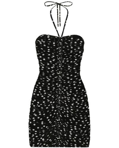 Dolce & Gabbana Polka-dot Draped Tulle Dress - Black