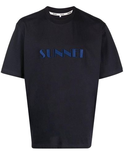 Sunnei T-Shirt mit Logo-Stickerei - Blau