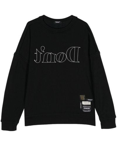 Undercover Slogan-embroidered drop-shoulder sweatshirt - Nero