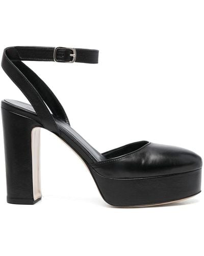 P.A.R.O.S.H. Leather 115mm Block Heels - Black