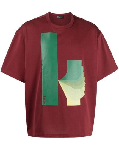 Kolor T-shirt en coton à logo imprimé - Rouge