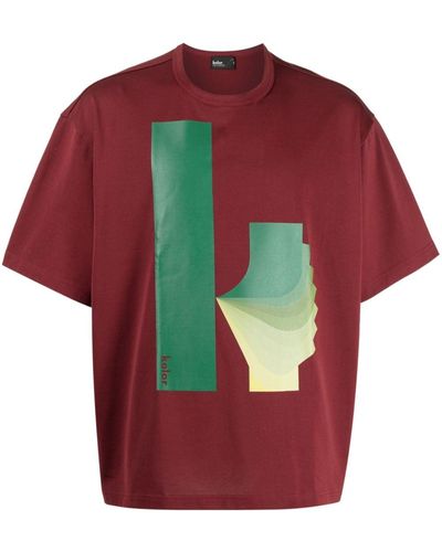 Kolor T-Shirt mit Logo-Print - Rot