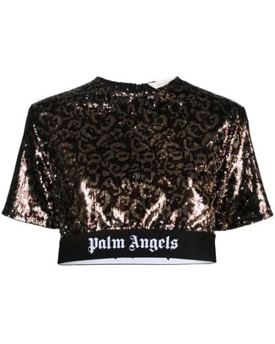 Palm Angels Haut crop à sequins - Noir