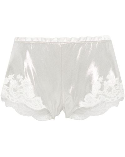 Carine Gilson Lace-trim Lurex Pajama Shorts - White