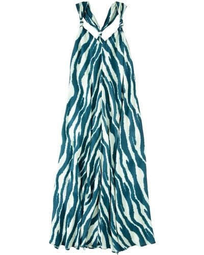 Closed Maxi Dress Knotted Straps - Blue