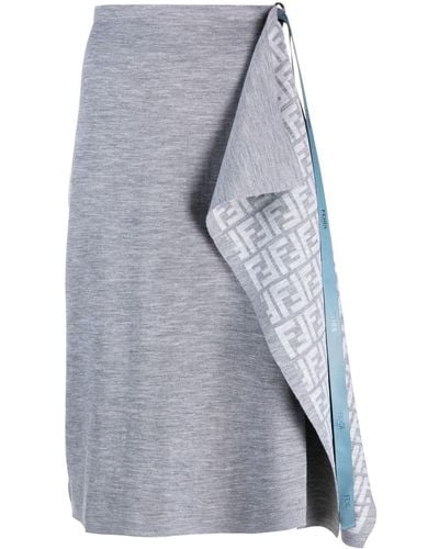 Fendi Ff Wool Skirt - Grey
