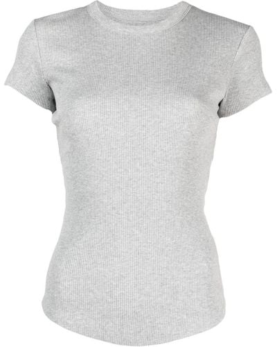 Isabel Marant Geripptes T-Shirt mit rundem Ausschnitt - Grau