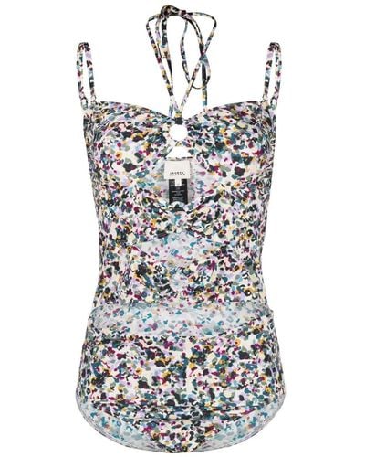 Isabel Marant Abstract-print Swimsuit - White