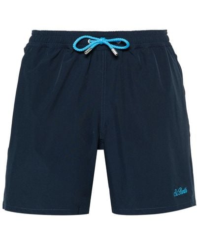 Mc2 Saint Barth Logo-embroidered Swim Shorts - Blue