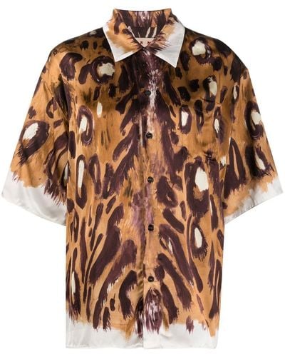 Marni Camisa con motivo de leopardo - Marrón