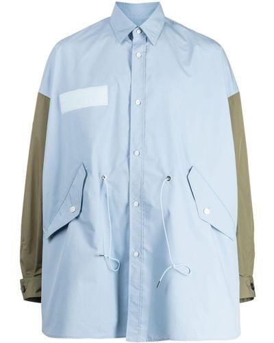 Fumito Ganryu Camicia bicolore con coulisse - Blu