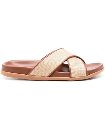 Ancient Greek Sandals Thais Footbed Nappa/Raffia Shoes - Brown