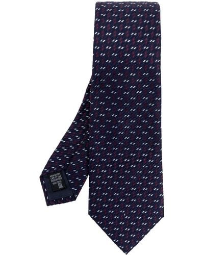 Giorgio Armani Jacquard-pattern silk tie - Blau
