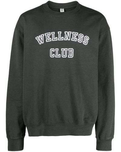 Sporty & Rich Wellness Club Cotton Sweatshirt - Black