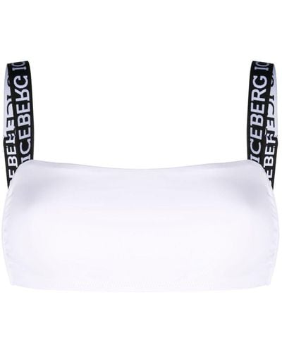Iceberg Haut de bikini à bande logo - Blanc