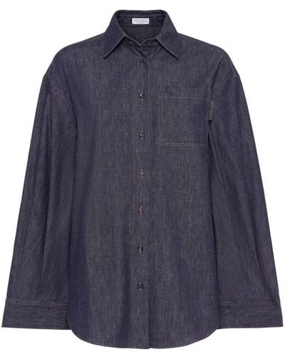 Brunello Cucinelli Point-collar Denim Shirt - Blue