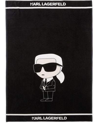 Karl Lagerfeld Ikonik ビーチタオル - ブラック