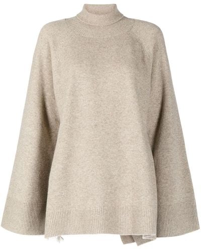 Goen.J Panelled Roll Neck Sweater - Brown