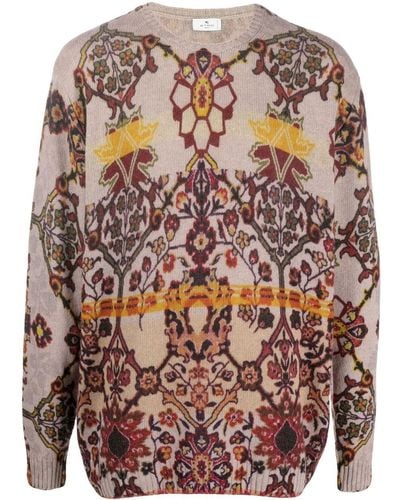 Etro Floral-print Wool Sweater - Pink