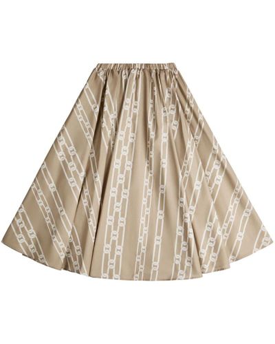 Tod's Chain-print Flared Skirt - Natural