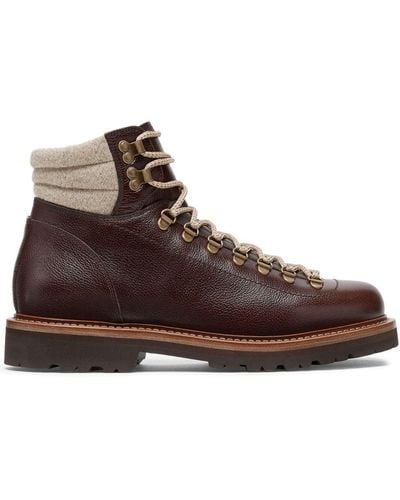 Brunello Cucinelli Lace-up Leather Boots - Brown