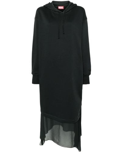 DIESEL Robe-hoodie à design superposé - Noir