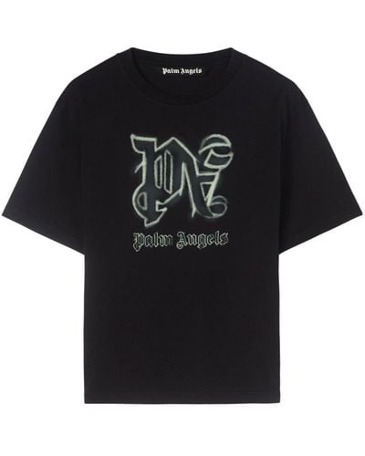Palm Angels Hyper T-Shirt mit Monogramm-Print - Schwarz
