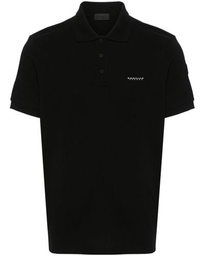 Moncler Rubberised-logo Polo Shirt - Black
