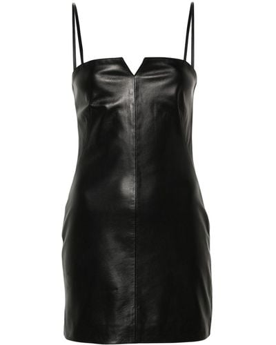 Manokhi Leren Mini-jurk - Zwart