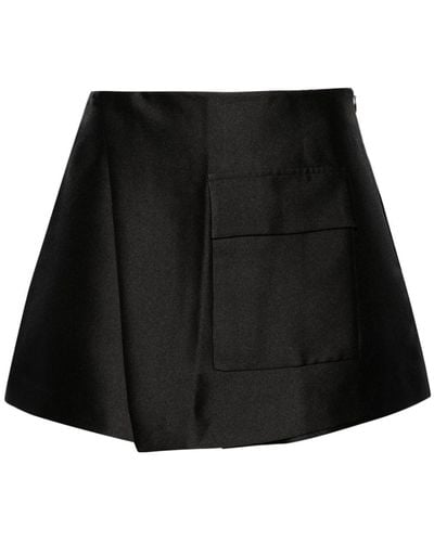 Self-Portrait Overlapping-panel Crepe Mini Shorts - Black