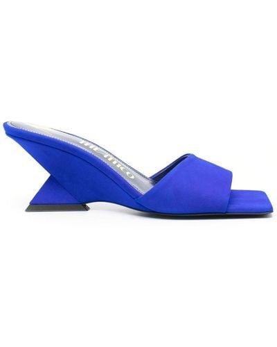 The Attico Cheope 75mm Suede Mules - Blue