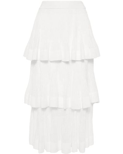 Zimmermann Natura Tiered Ruffled Skirt - White