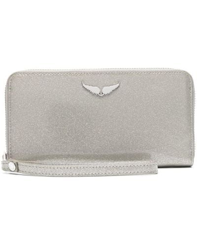 Zadig & Voltaire Compagnon Infinity Glitter Patent Wallet - Gray