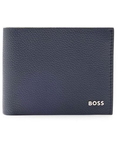 BOSS Logo-plaque Leather Wallet - Blue