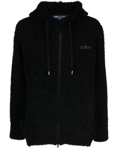 Comme des Garçons Fuzzy-texture Hooded Jacket - Black