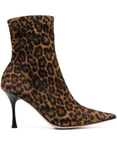 Gianvito Rossi Dunn 85mm Leopard-print Boots - Brown