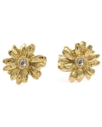 Alex Monroe 18kt Yellow Gold Teeny Tiny Diamond Stud Earrings - Metallic