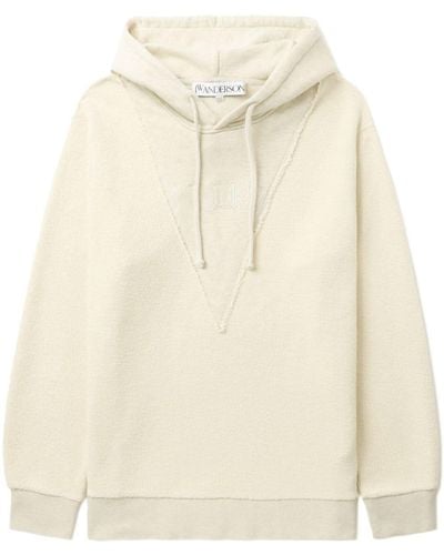 JW Anderson Logo-embroidered Cotton Hoodie - Natural